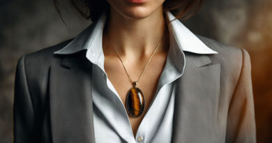 elegancka kobieta z kamiennym wisiorkiem